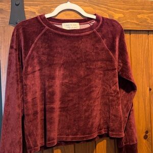 Cloth & Stone Burgundy Velvet Top